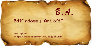 Bárdossy Anikó névjegykártya